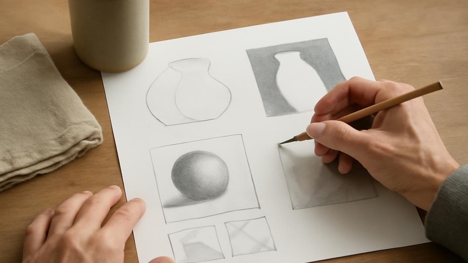A study of shapes and values on paper